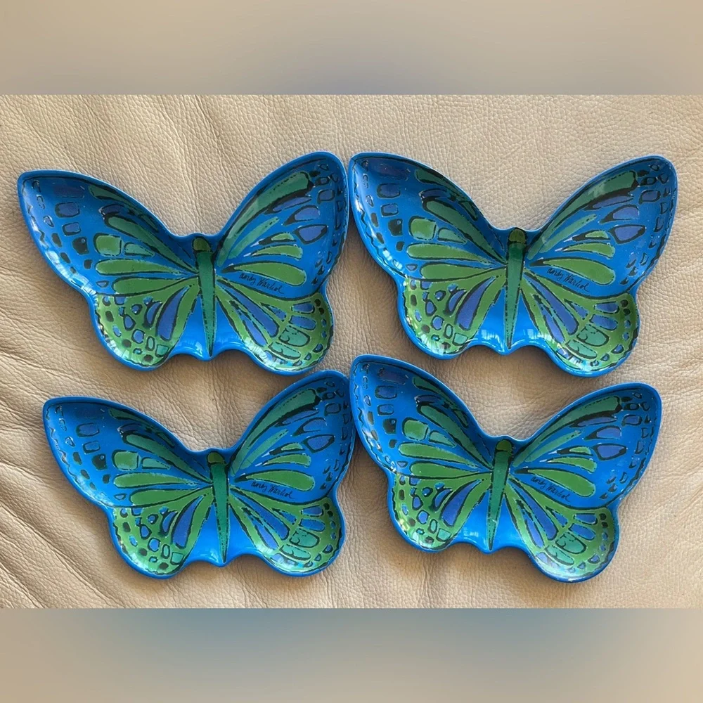 ANDY WARHOL Butterfly Melamine Plates By Presidio Objects Set of 4